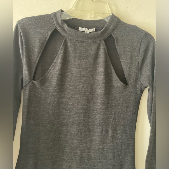 Black Cutout Knit Zara Bodycon Maxi Sweater Dress - Picture 2 of 3